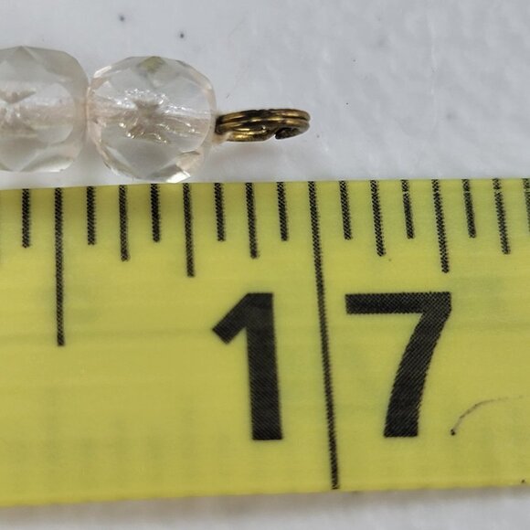 Czechoslovakia Crystal Necklace Amber And Clear Color 17 in Spring Ring Clasp - Picture 9 of 10